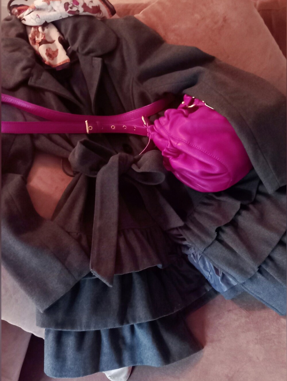 Grey Ruffled Coat - Picture 3 of 7